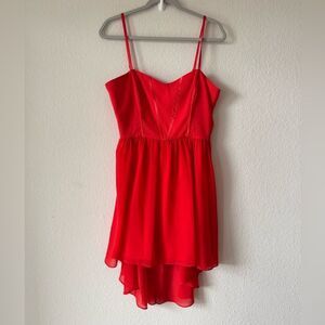 Vintage Y2K BEBE Sheer Red‎ Corset Fairy Cami Dress Sz 10 Asymmetrical Cocktail